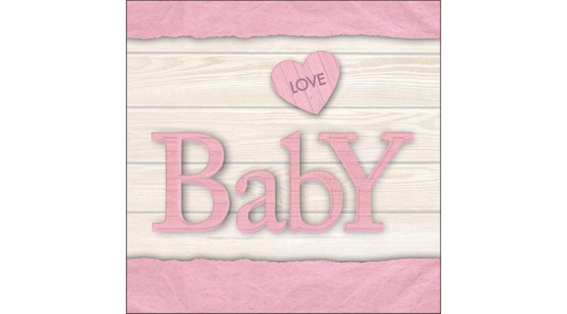 AMB.13317616 Baby Love Girl papírszalvéta 33x33cm, 20db-os