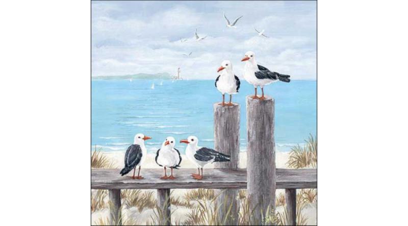 AMB.13318170 Seagulls on the dock papírszalvéta 33x33cm, 20db-os