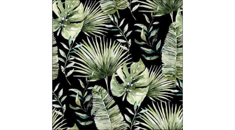 AMB.13318216 Jungle leaves black papírszalvéta 33x33cm, 20db-os