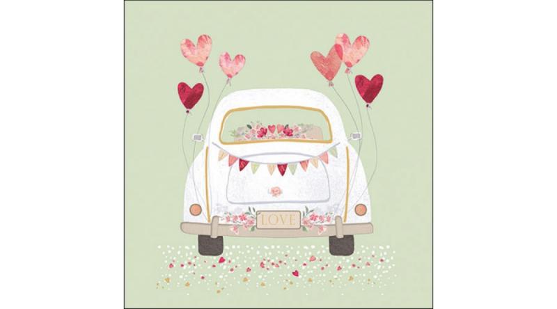 AMB.13318470 Just married green papírszalvéta 33x33cm, 20db-os