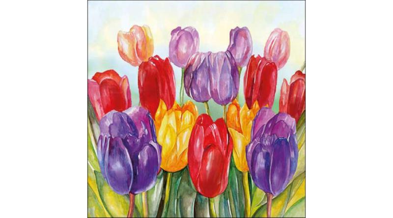 AMB.13318505 Colourful tulips papírszalvéta 33x33cm, 20db-os, tulipán