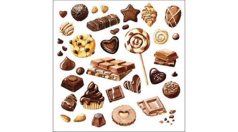 AMB.13318555 Sweet chocolates papírszalvéta 33x33cm, 20db-os, csoki mintás