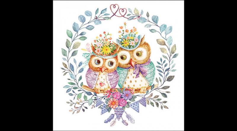 AMB.13319405 Owl couple in love papírszalvéta 33x33cm, 20db-os
