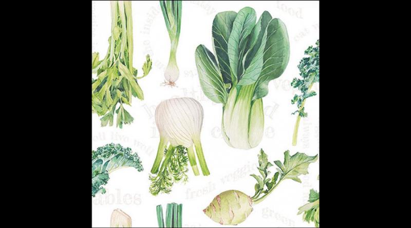 AMB.13319520 Fresh veggies white papírszalvéta 33x33cm, 20db-os