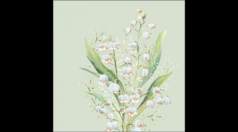 AMB.13319551 Lily of the valley green papírszalvéta 33x33cm, 20db-os