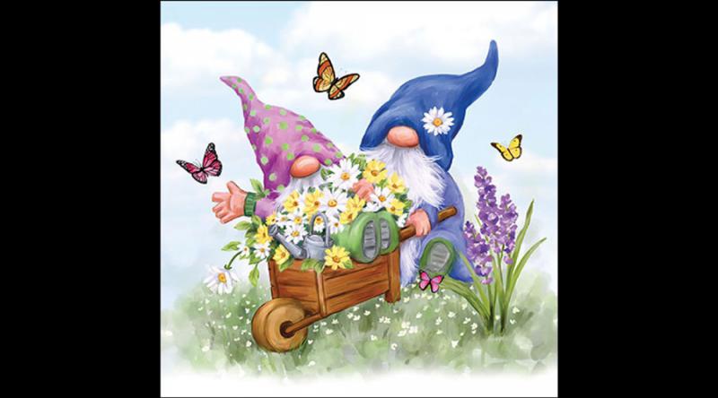 AMB.13319575 Gardening gnomes papírszalvéta 33x33cm, 20db-os