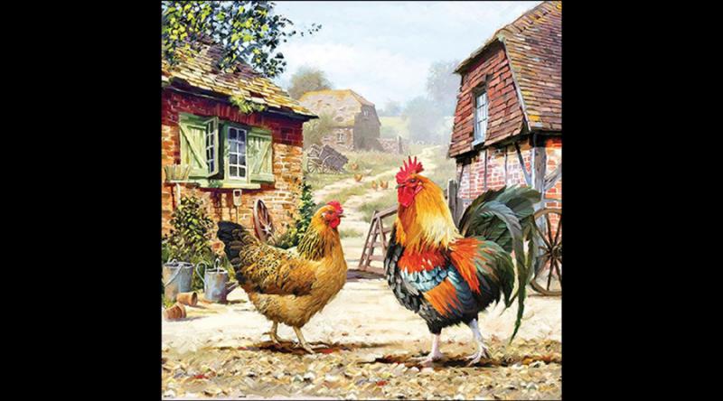 AMB.13319665 Rooster ranch papírszalvéta 33x33cm, 20db-os