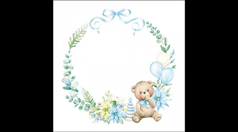 AMB.13319710 Baby teddy bear blue papírszalvéta 33x33cm, 20db-os