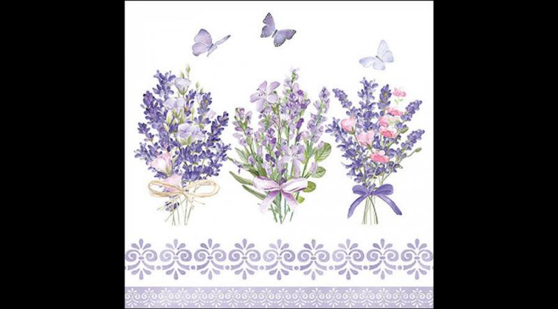 AMB.13319735 Lovely lavender white papírszalvéta 33x33cm, 20db-os