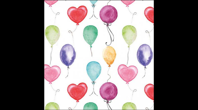 AMB.13319800 Flying balloons white papírszalvéta 33x33cm, 20db-os