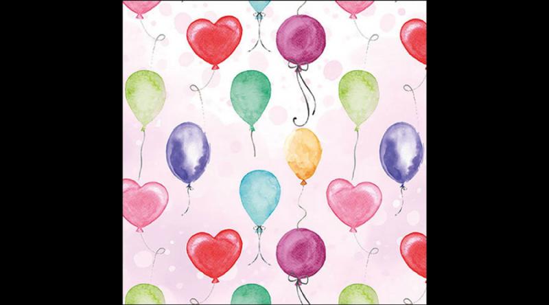 AMB.13319801 Flying balloons pink papírszalvéta 33x33cm, 20db-os