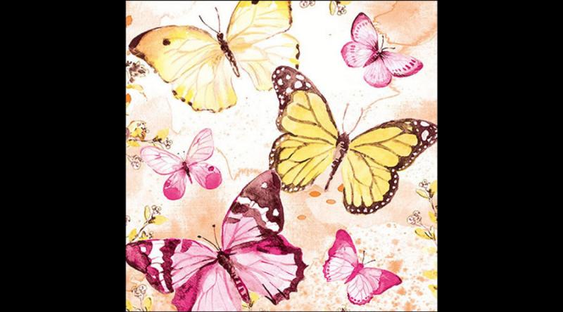 AMB.13319851 Fluttering butterflies pink papírszalvéta 33x33cm, 20db-os