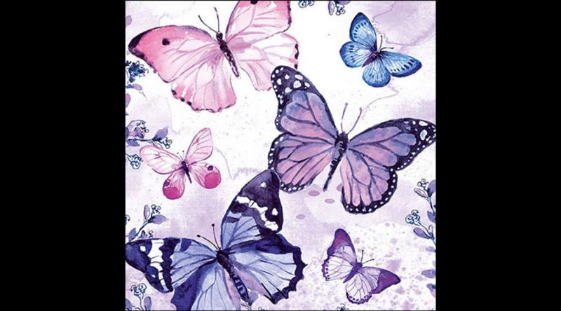 AMB.13319852 Fluttering butterflies purple papírszalvéta 33x33cm, 20db-os