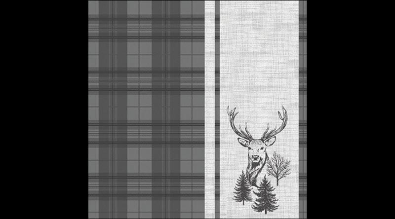 AMB.13320242 Deer plaid grey papírszalvéta 33x33cm, 20db-os