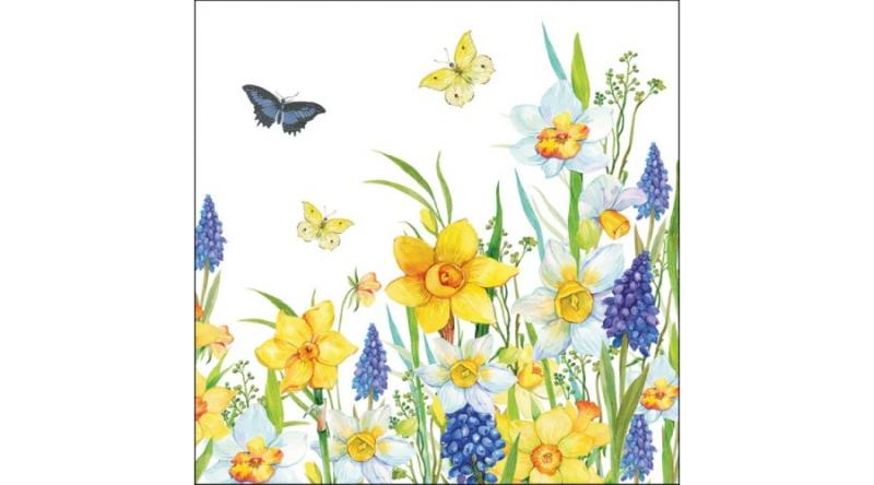 AMB.13320495 Narcis and muscari papírszalvéta 33x33cm, 20db-os