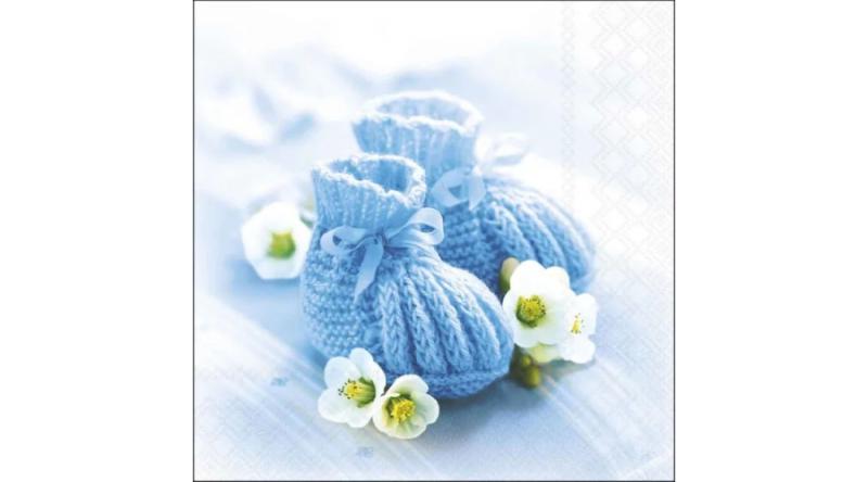 AMB.13320570 Knitted shoes blue papírszalvéta 33x33cm, 20db-os