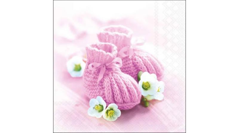 AMB.13320571 Knitted shoes pink papírszalvéta 33x33cm, 20db-os