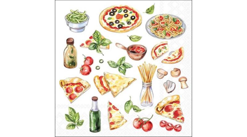 AMB.13320665 Pizza and pasta papírszalvéta 33x33cm, 20db-os