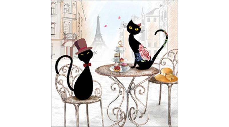 AMB.13320670 Cats in Paris papírszalvéta 33x33cm, 20db-os, cicás