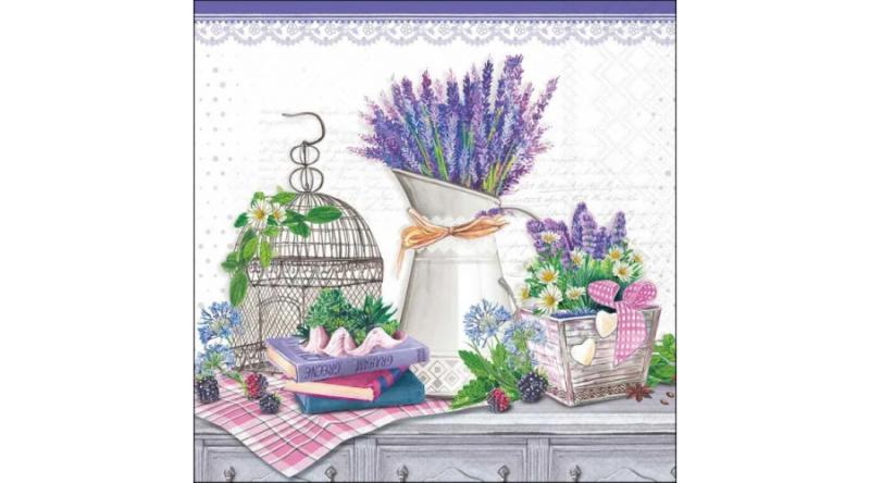 AMB.13320725 Lavender decoration papírszalvéta 33x33cm, 20db-os