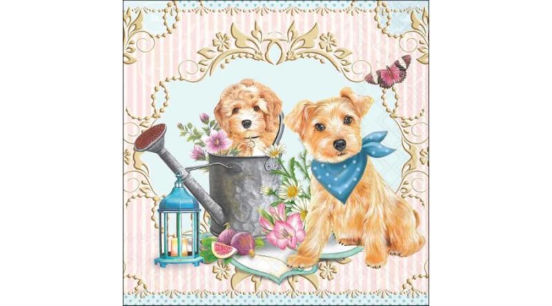 AMB.13320730 Dogs in garden papírszalvéta 33x33cm, 20db-os