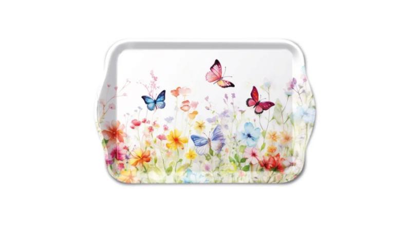 AMB.13720410 Butterflies in field white műanyag kistálca 13x21cm