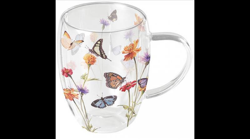 AMB.14219335 Butterfly garden white duplafalú borosilicate üvegbögre 0,35L