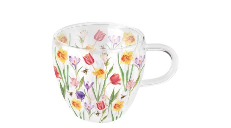 AMB.14420350 Flowers in spring duplafalú borosilicate üvegcsésze 0,25L