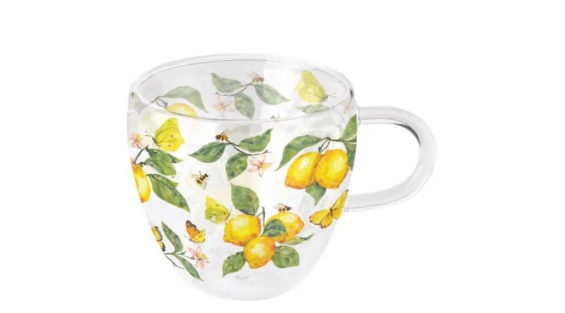 AMB.14420365 Fresh lemons white duplafalú borosilicate üvegcsésze 0,25L
