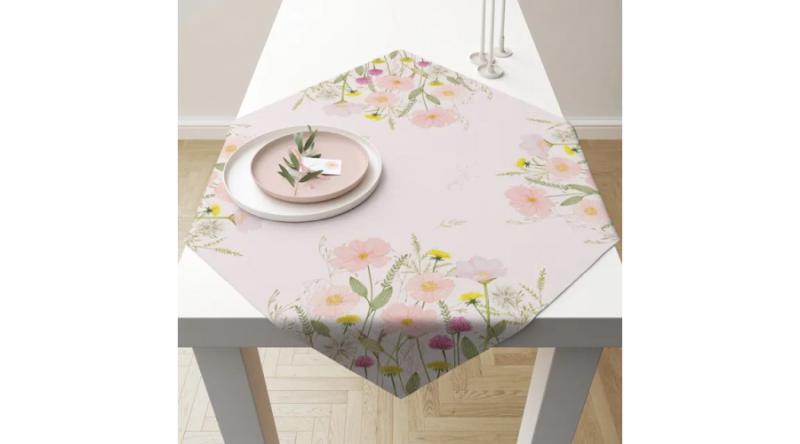 AMB.16120345 Pastel flowers pink asztalterítő 90x90cm,100% pamut