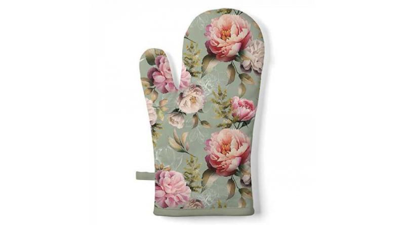 AMB.16418130 Peonies composition green edényfogó kesztyű 18x30cm, 100% pamut