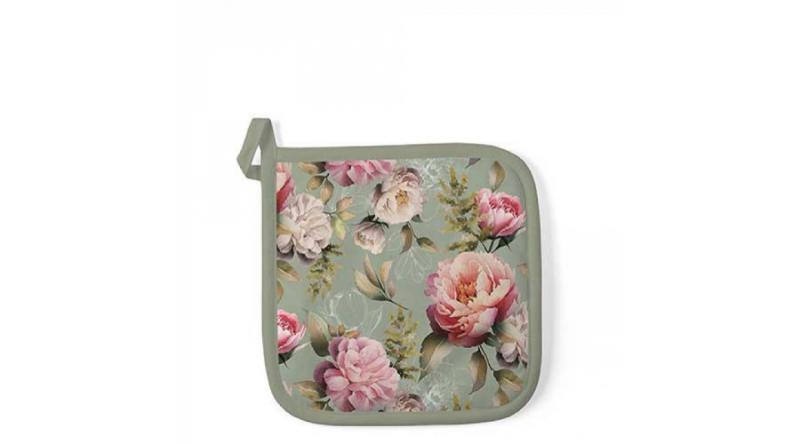 AMB.16518130 Peonies composition green edényalátét 20x20cm,100% pamut