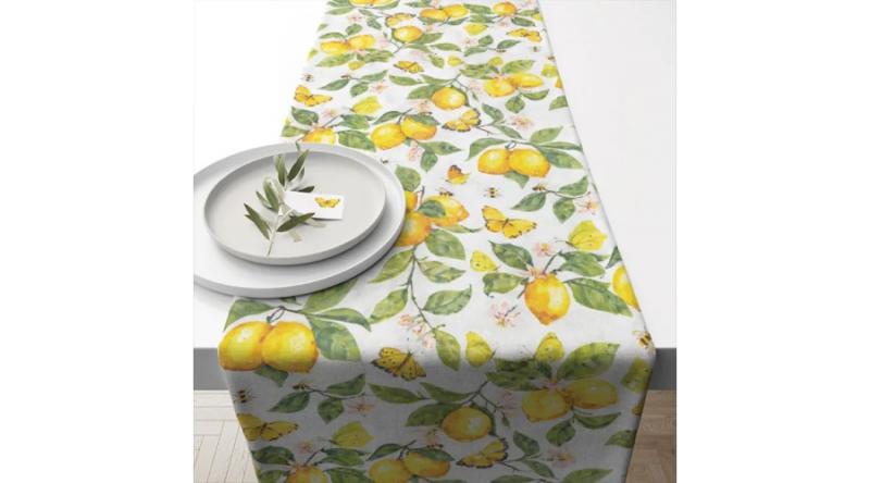 AMB.16620365 Fresh lemons white asztali futó 40x150cm,100% pamut