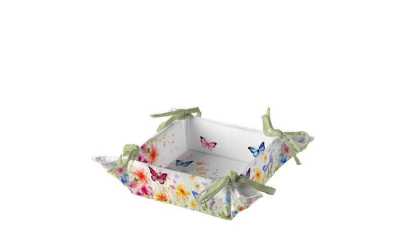 AMB.16920410 Butterflies in field white kenyérkosár 20x20x7cm, 100% pamut