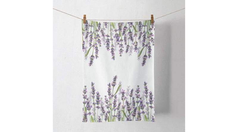 AMB.17815985 Lavender Shades White konyharuha 50x70cm, 100% pamut, levendula mintás