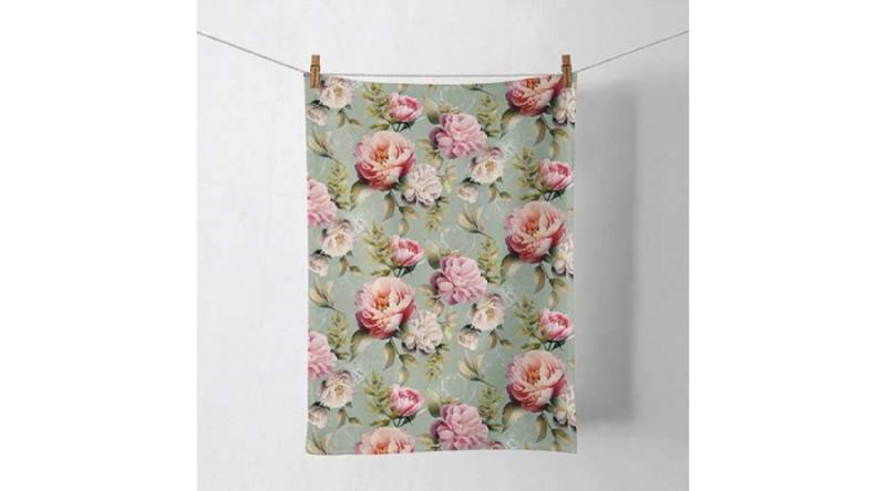 AMB.17818130 Peonies composition green konyharuha 50x70cm, 100% pamut