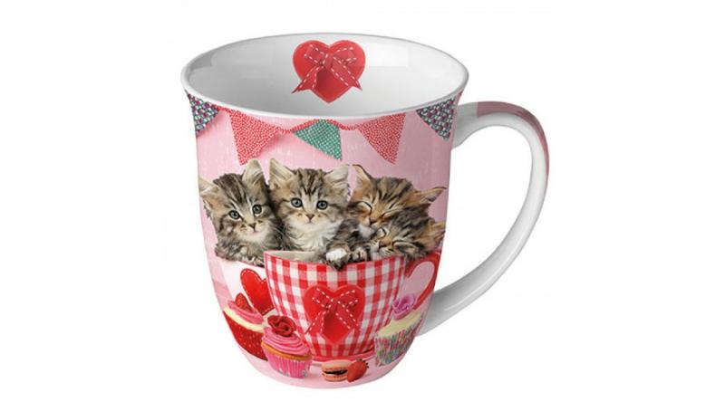 AMB.18417535 Cats in Tea Cups porcelánbögre 0,4l