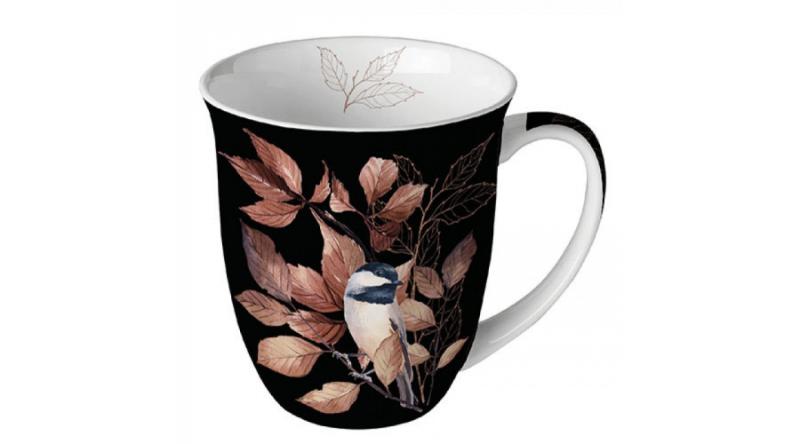 AMB.18417790 Lovely chickadee black porcelánbögre 0,4l