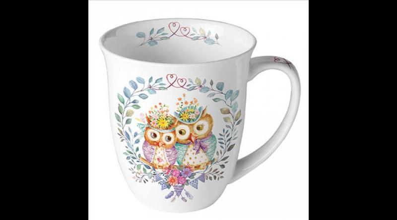 AMB.18419405 Owl couple in love porcelánbögre 0,4l