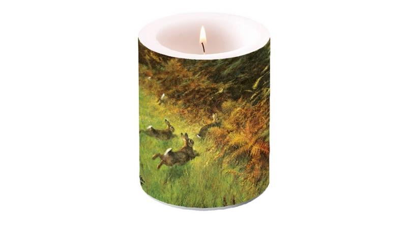 AMB.19114430 Running Rabbits átvilágítós gyertya 12x10cm