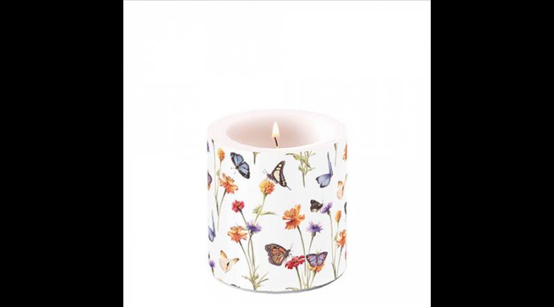 AMB.19219335 Butterfly garden white átvilágítós gyertya 8x7,5cm