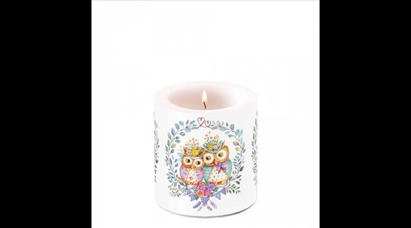 AMB.19219405 Owl couple in love átvilágítós gyertya 8x7,5cm
