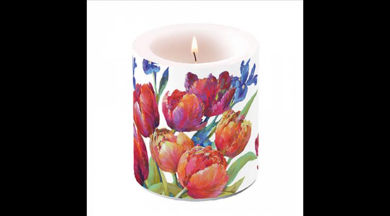 AMB.19319310 Tulips of joy átvilágítós gyertya 10x10cm