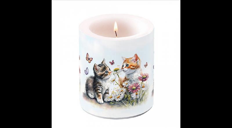 AMB.19319355 Kittens in flower field átvilágítós gyertya 10x10cm
