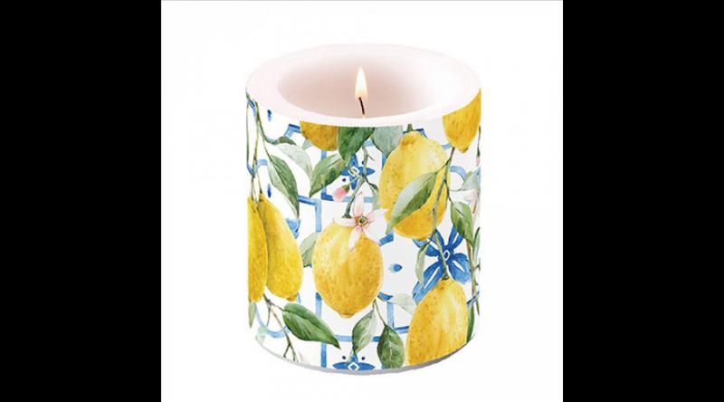 AMB.19319660 Mediterranean lemons átvilágítós gyertya 10x10cm