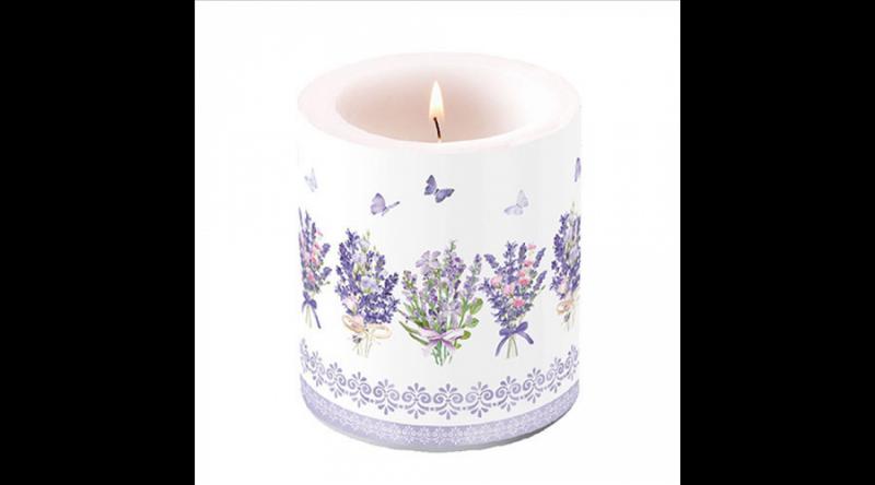 AMB.19319735 Lovely lavender white átvilágítós gyertya 10x10cm
