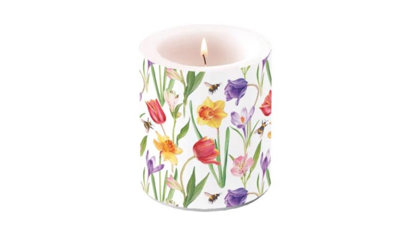 AMB.19320350 Flowers in spring átvilágítós gyertya 10x10cm