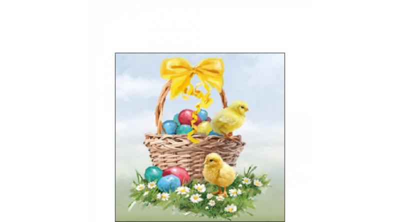 AMB.22517120 Easter Basket papírszalvéta 25x25cm, 20db-os