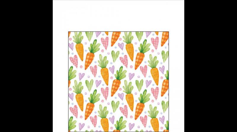 AMB.22519760 Carrots and hearts white papírszalvéta 25x25cm, 20db-os