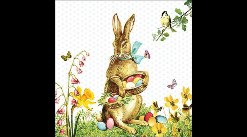 AMB.23319360 Vintage Easter bunny papírszalvéta 33x33cm,20db-os